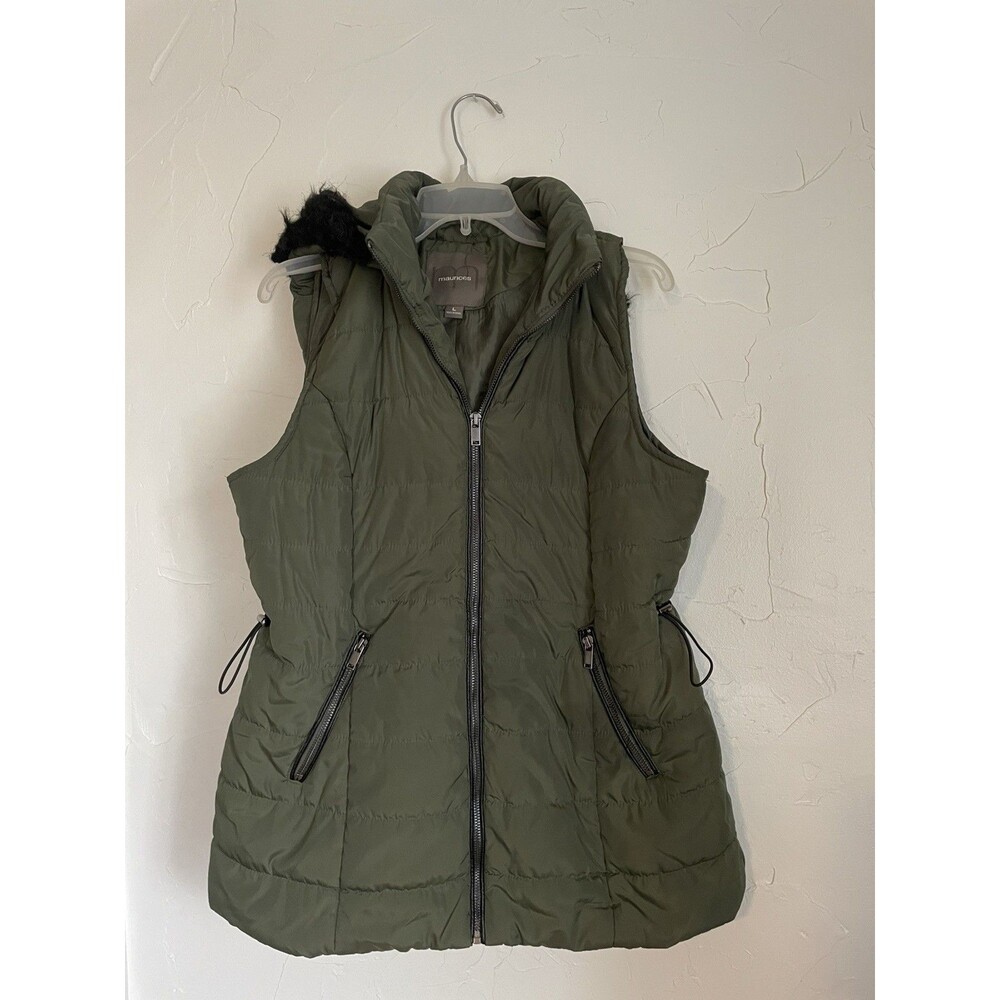 Maurices Women's Green Hooded Puffer Vest - Large